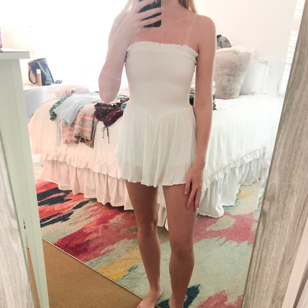 Planet blue/blue life white romper